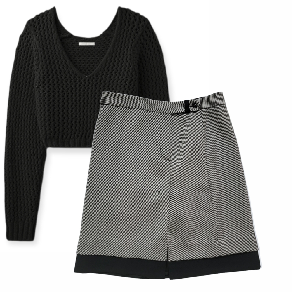 DUBUC Wool Slit Front Skirt